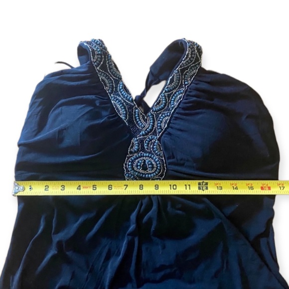 ULTRA PINK Black Halter Dress with Embellished Neckline and Built In Shelf Bra L - Picture 5 of 5